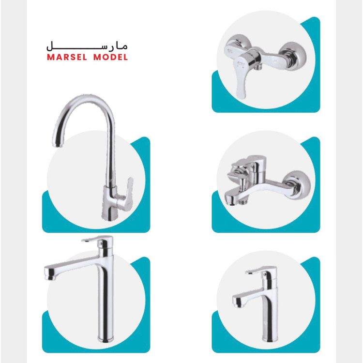 ست شیرآلات پارسیان مدل مارسل مجموعه ۵ عددی